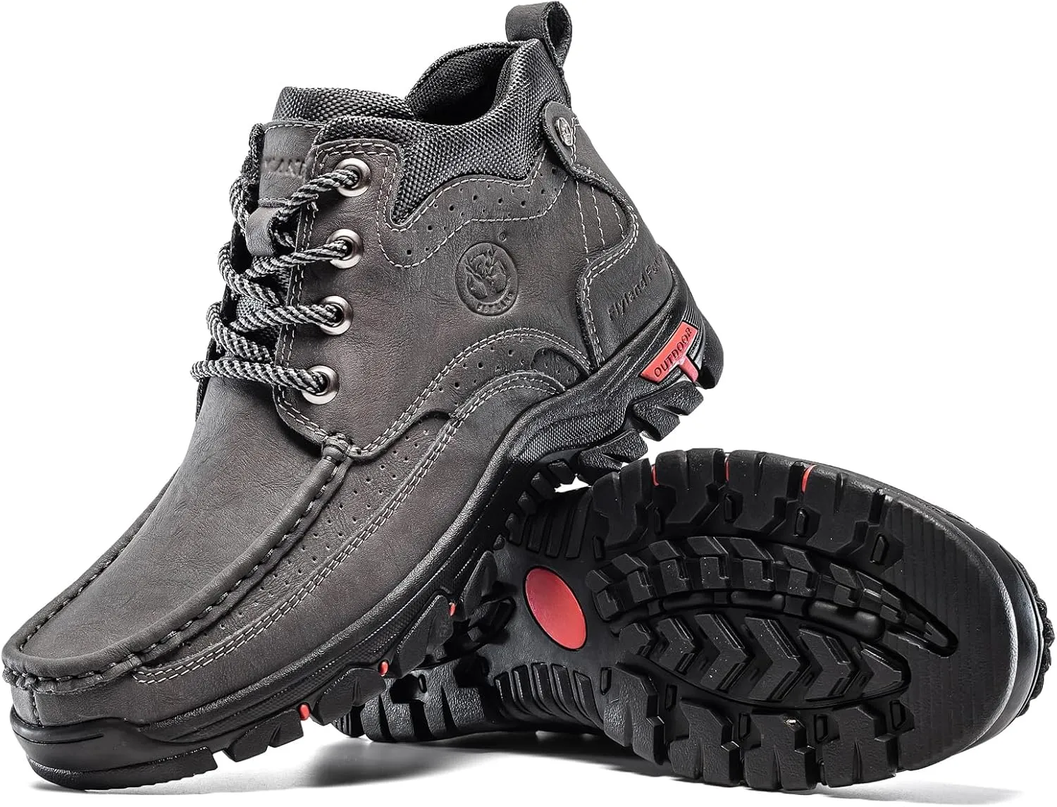 FLYLAND Men's Casual Boots Vintage Leather Ankle Dress Boot Chukka Boots Mid Top Non-Slip Driving Walking Shoes