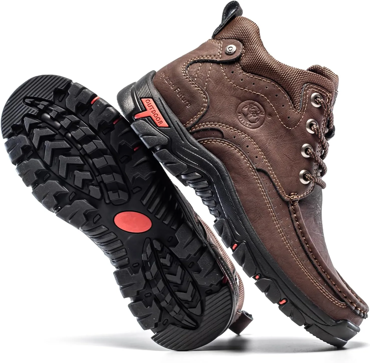 FLYLAND Men's Casual Boots Vintage Leather Ankle Dress Boot Chukka Boots Mid Top Non-Slip Driving Walking Shoes