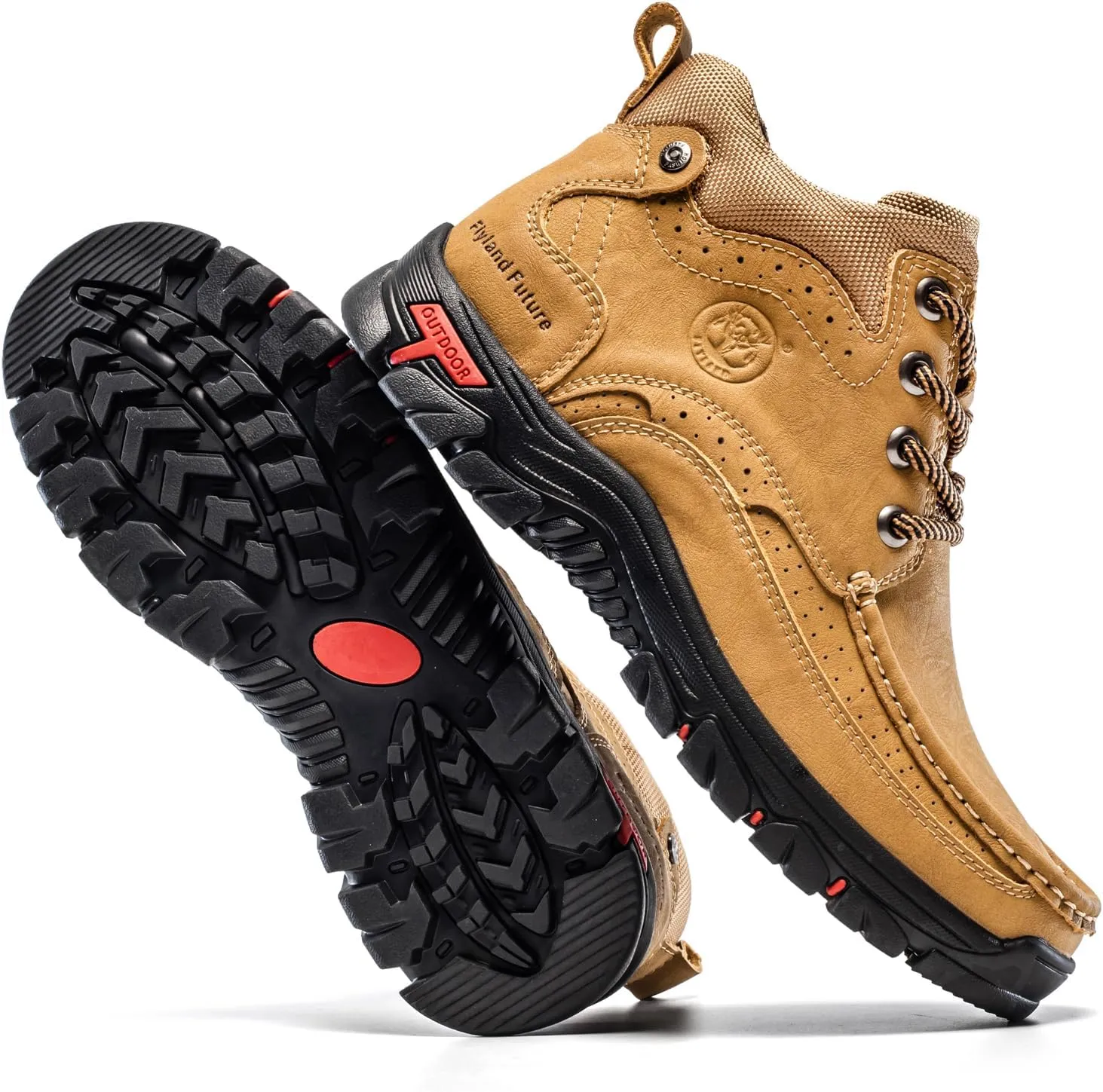 FLYLAND Men's Casual Boots Vintage Leather Ankle Dress Boot Chukka Boots Mid Top Non-Slip Driving Walking Shoes