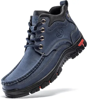 FLYLAND Men's Casual Boots Vintage Leather Ankle Dress Boot Chukka Boots Mid Top Non-Slip Driving Walking Shoes