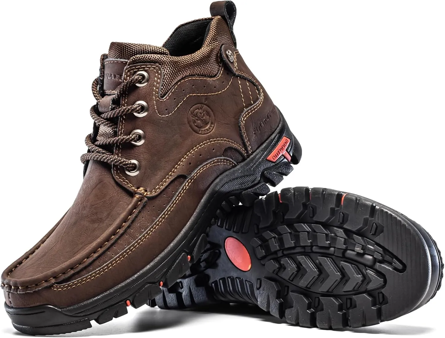 FLYLAND Men's Casual Boots Vintage Leather Ankle Dress Boot Chukka Boots Mid Top Non-Slip Driving Walking Shoes