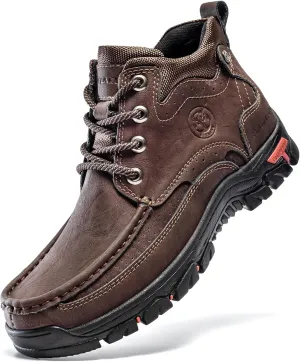 FLYLAND Men's Casual Boots Vintage Leather Ankle Dress Boot Chukka Boots Mid Top Non-Slip Driving Walking Shoes