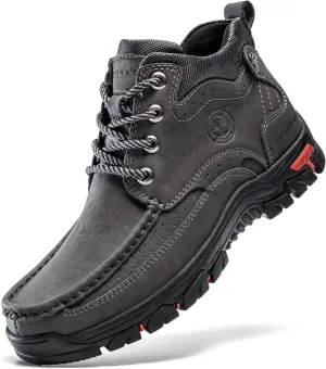 FLYLAND Men's Casual Boots Vintage Leather Ankle Dress Boot Chukka Boots Mid Top Non-Slip Driving Walking Shoes
