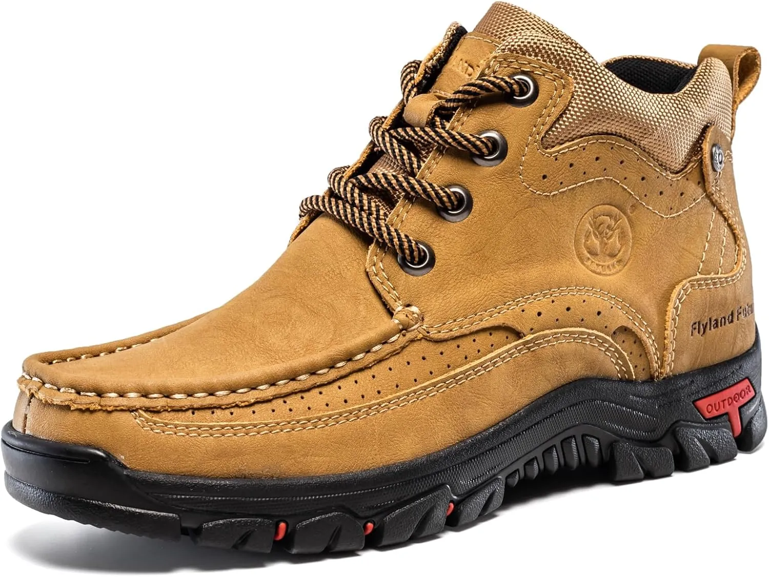 FLYLAND Men's Casual Boots Vintage Leather Ankle Dress Boot Chukka Boots Mid Top Non-Slip Driving Walking Shoes