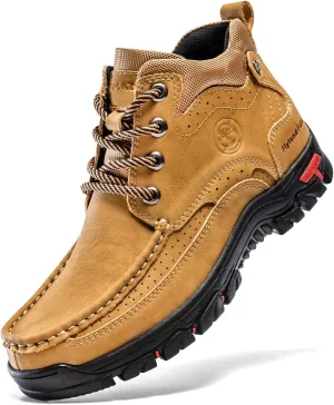 FLYLAND Men's Casual Boots Vintage Leather Ankle Dress Boot Chukka Boots Mid Top Non-Slip Driving Walking Shoes
