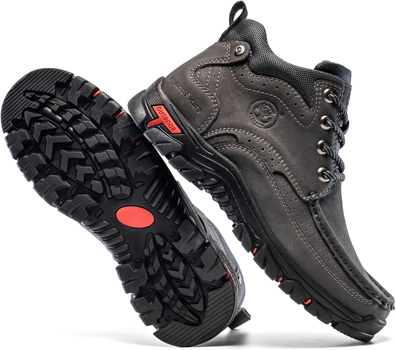 FLYLAND Men's Casual Boots Vintage Leather Ankle Dress Boot Chukka Boots Mid Top Non-Slip Driving Walking Shoes