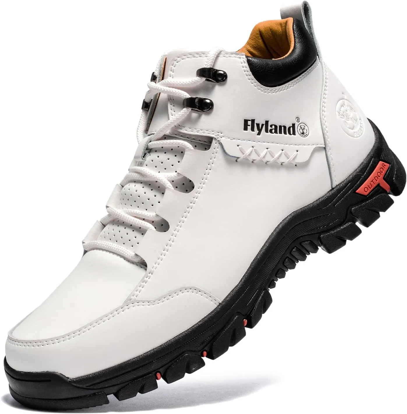 FLYLAND Men's Casual Leather Shoes Chukka Ankle Boots Handmade Fashion Shoes Non Slip Breathable Comfortable Mid Top for Driving Walking Outdoor