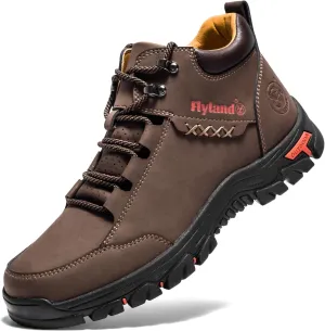 FLYLAND Men's Casual Leather Shoes Chukka Ankle Boots Handmade Fashion Shoes Non Slip Breathable Comfortable Mid Top for Driving Walking Outdoor