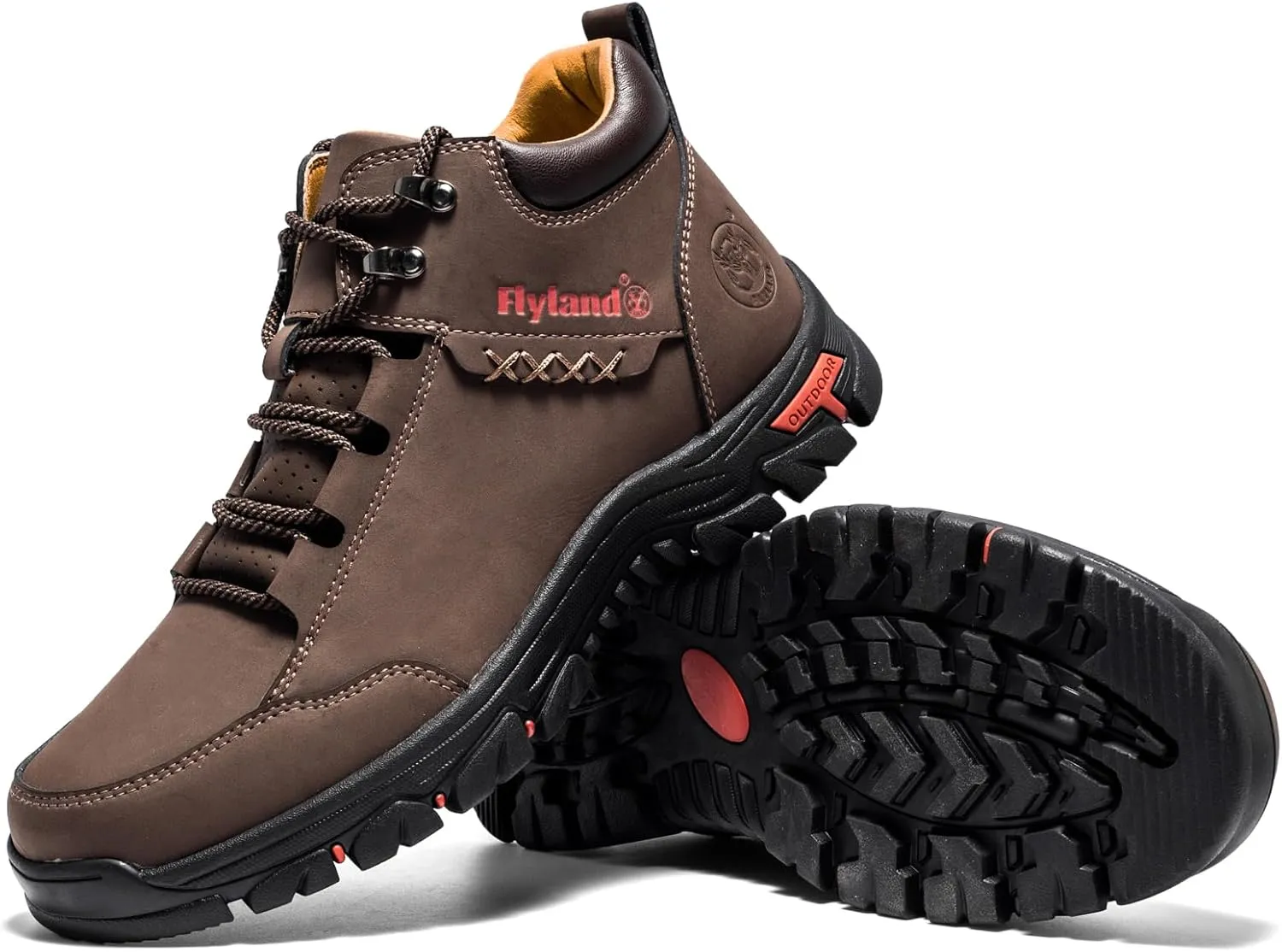 FLYLAND Men's Casual Leather Shoes Chukka Ankle Boots Handmade Fashion Shoes Non Slip Breathable Comfortable Mid Top for Driving Walking Outdoor