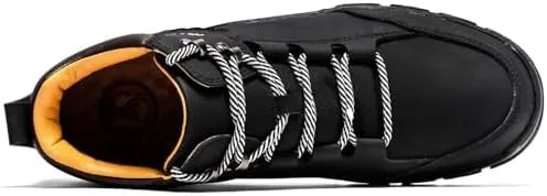 FLYLAND Men's Casual Leather Shoes Chukka Ankle Boots Handmade Fashion Shoes Non Slip Breathable Comfortable Mid Top for Driving Walking Outdoor