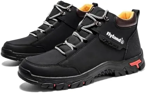 FLYLAND Men's Casual Leather Shoes Chukka Ankle Boots Handmade Fashion Shoes Non Slip Breathable Comfortable Mid Top for Driving Walking Outdoor
