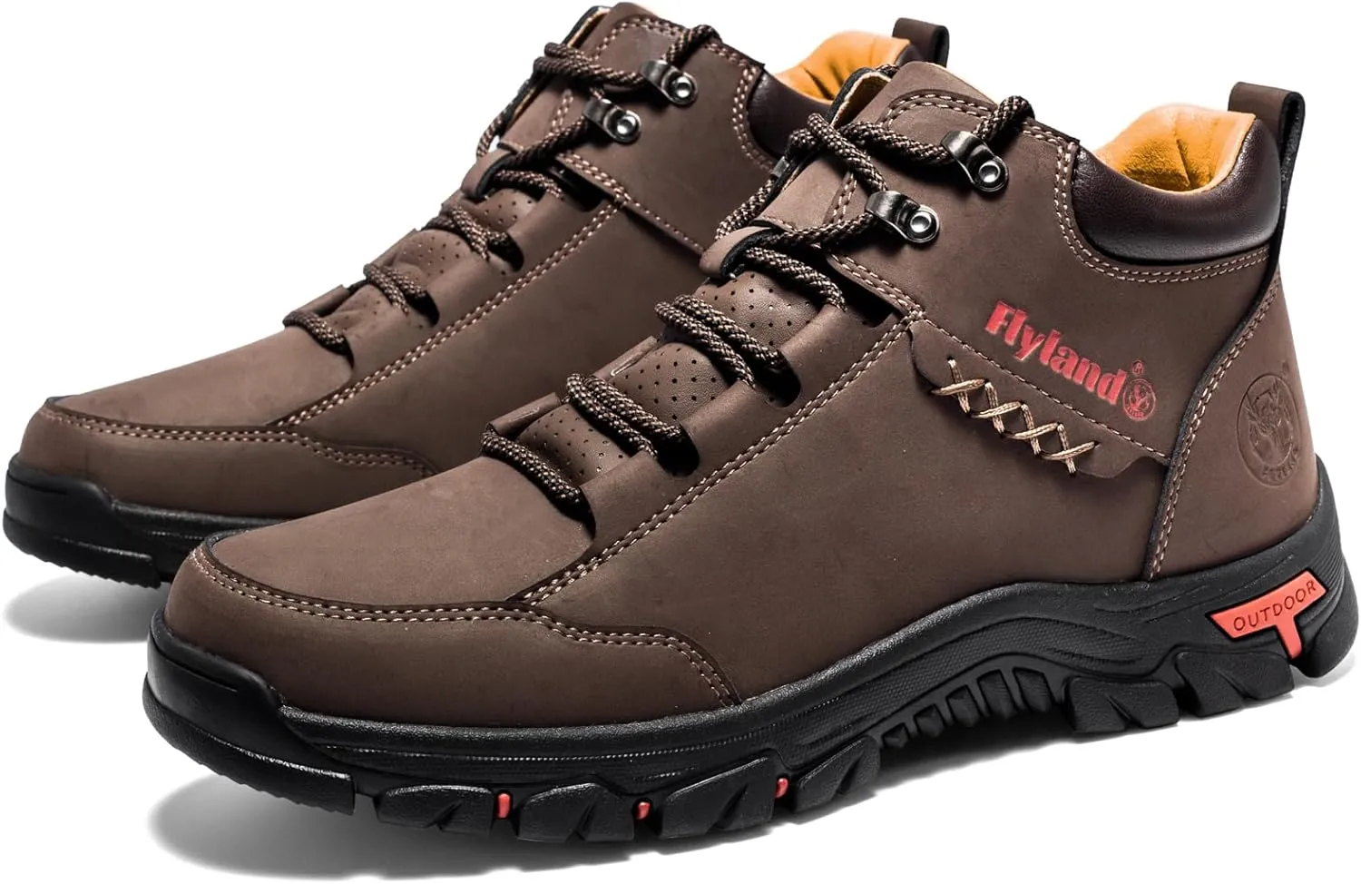 FLYLAND Men's Casual Leather Shoes Chukka Ankle Boots Handmade Fashion Shoes Non Slip Breathable Comfortable Mid Top for Driving Walking Outdoor