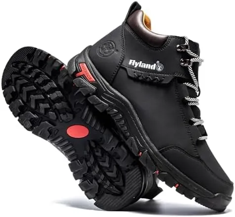 FLYLAND Men's Casual Leather Shoes Chukka Ankle Boots Handmade Fashion Shoes Non Slip Breathable Comfortable Mid Top for Driving Walking Outdoor