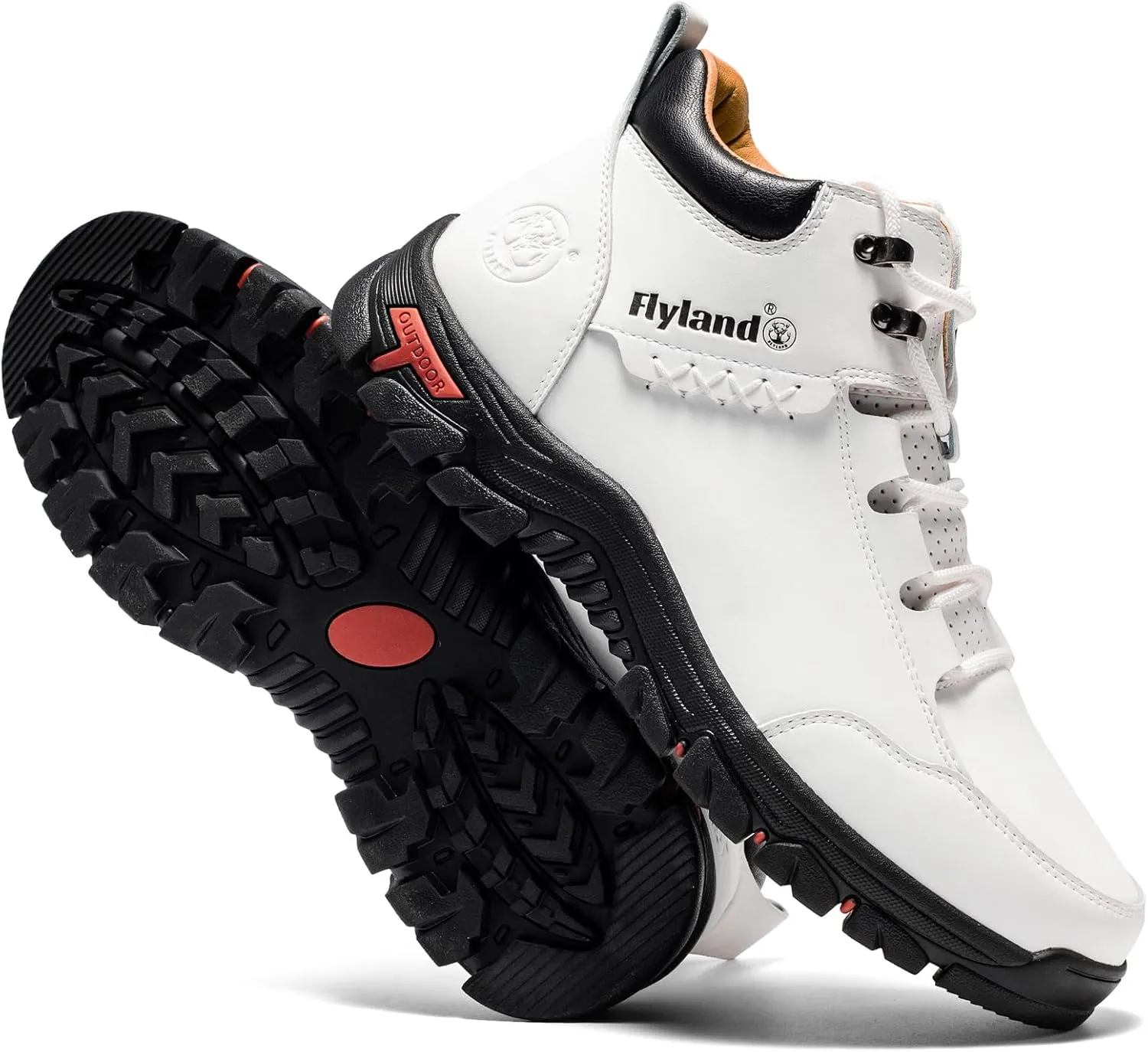 FLYLAND Men's Casual Leather Shoes Chukka Ankle Boots Handmade Fashion Shoes Non Slip Breathable Comfortable Mid Top for Driving Walking Outdoor