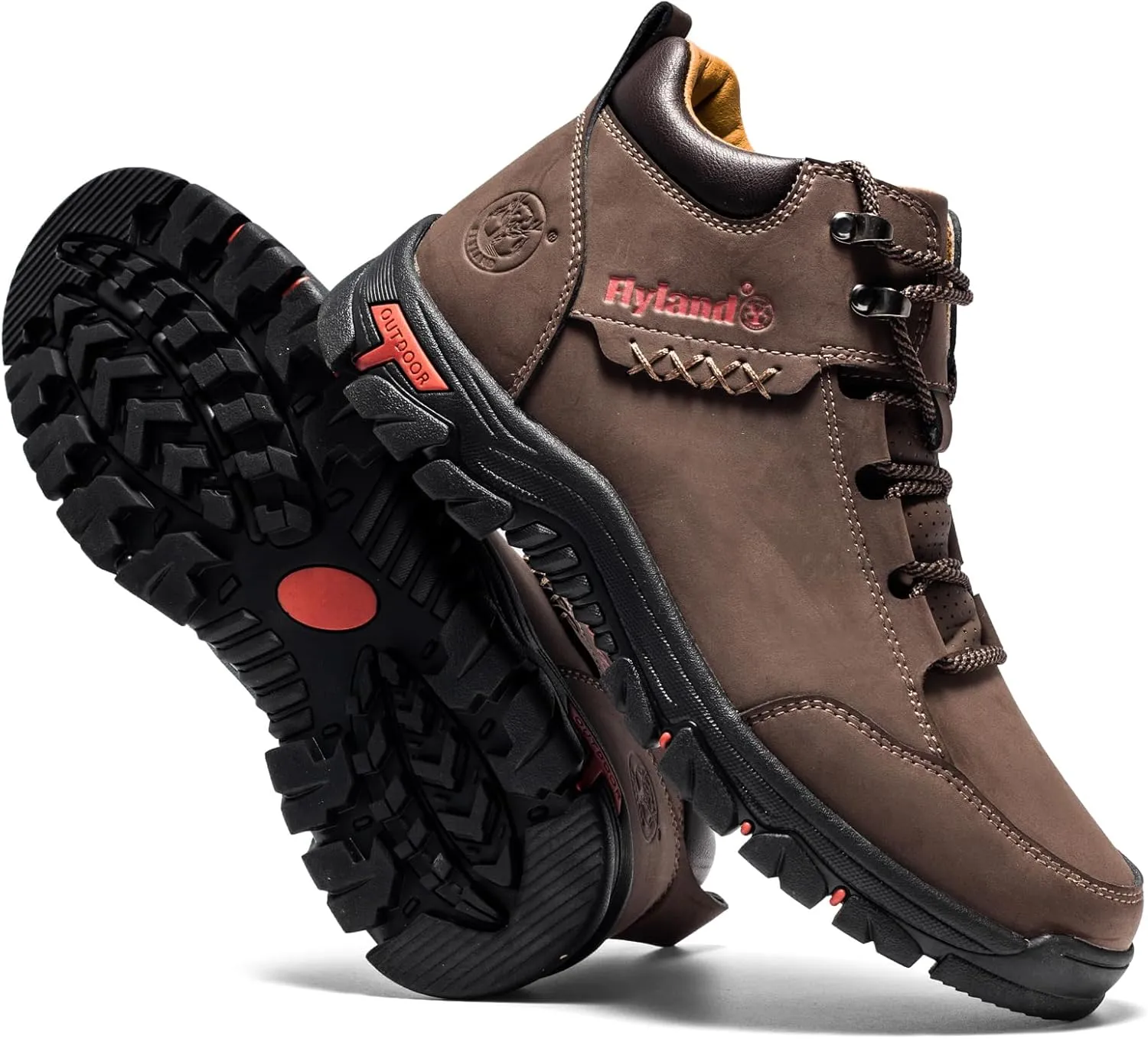 FLYLAND Men's Casual Leather Shoes Chukka Ankle Boots Handmade Fashion Shoes Non Slip Breathable Comfortable Mid Top for Driving Walking Outdoor