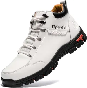 FLYLAND Men's Casual Leather Shoes Chukka Ankle Boots Handmade Fashion Shoes Non Slip Breathable Comfortable Mid Top for Driving Walking Outdoor