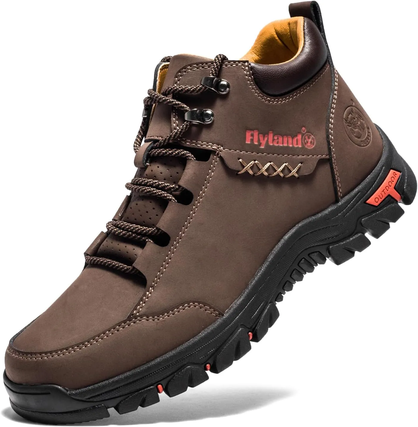FLYLAND Men's Casual Leather Shoes Chukka Ankle Boots Handmade Fashion Shoes Non Slip Breathable Comfortable Mid Top for Driving Walking Outdoor