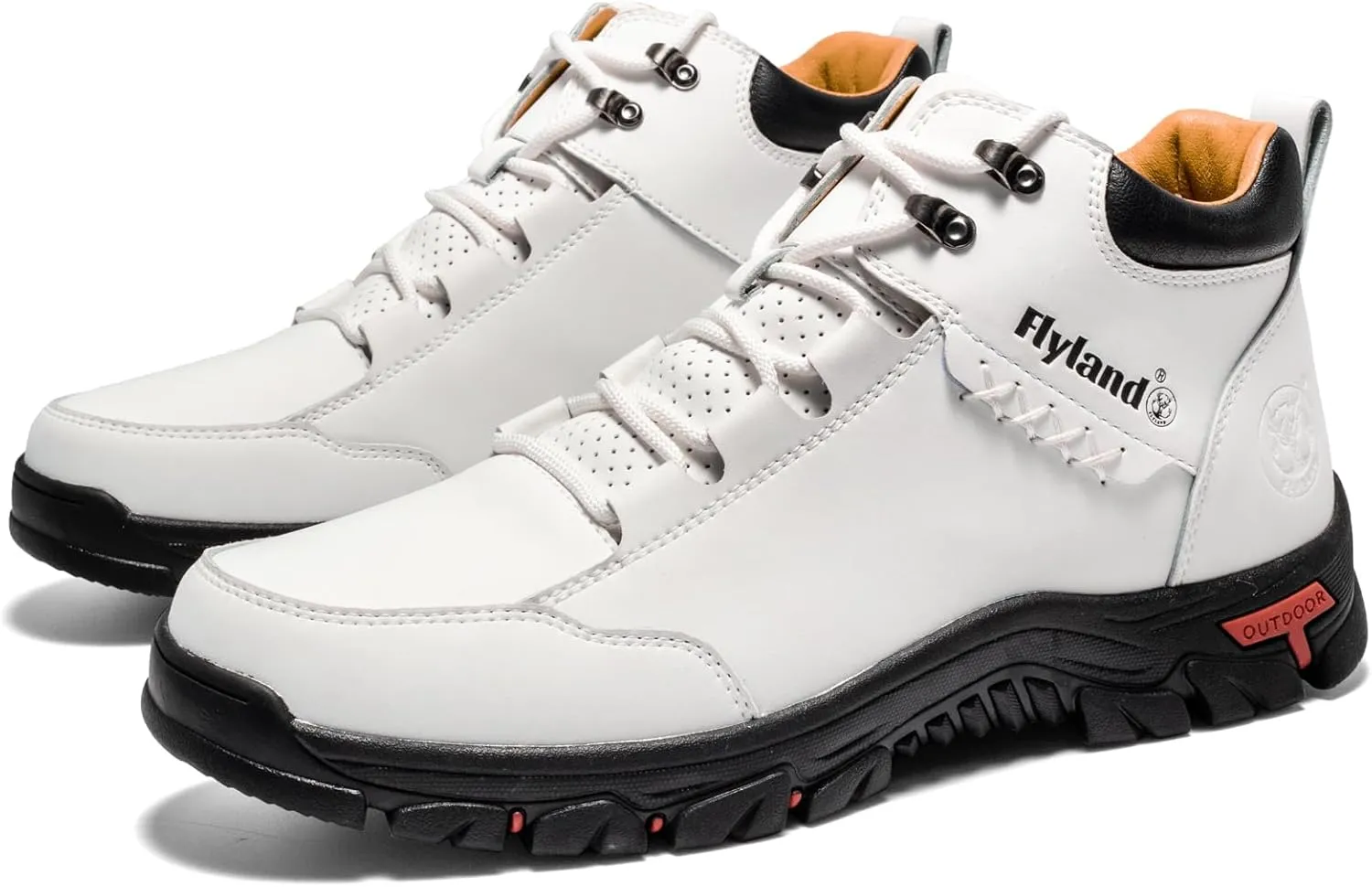 FLYLAND Men's Casual Leather Shoes Chukka Ankle Boots Handmade Fashion Shoes Non Slip Breathable Comfortable Mid Top for Driving Walking Outdoor
