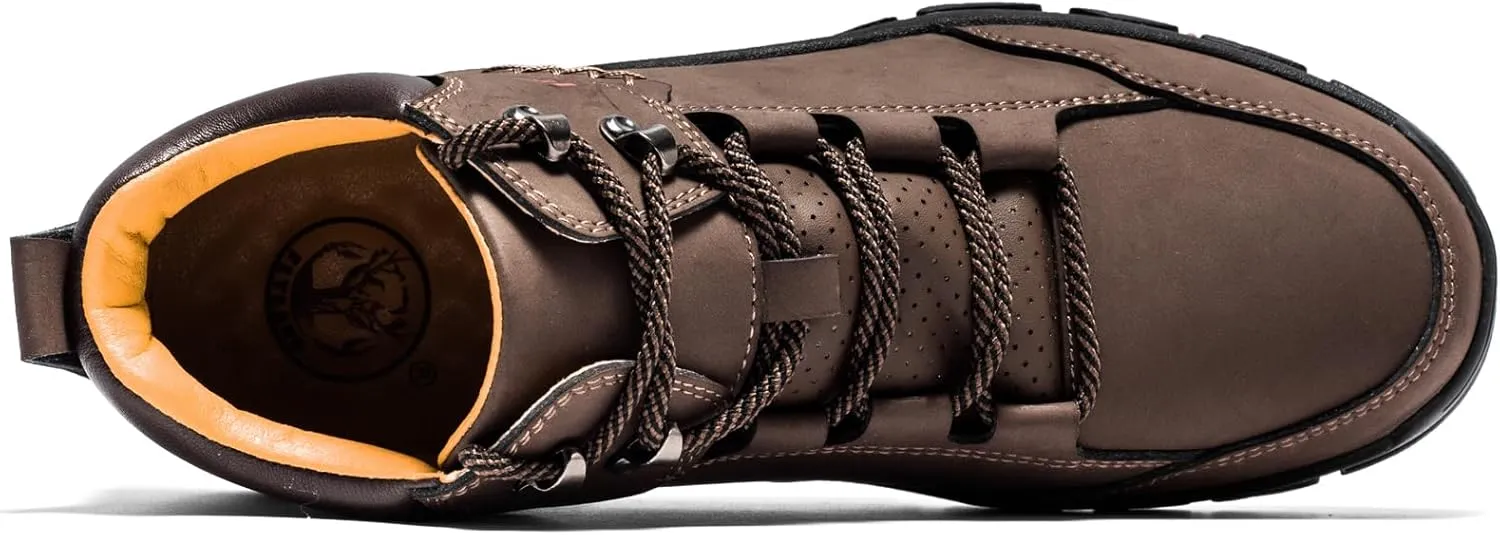 FLYLAND Men's Casual Leather Shoes Chukka Ankle Boots Handmade Fashion Shoes Non Slip Breathable Comfortable Mid Top for Driving Walking Outdoor