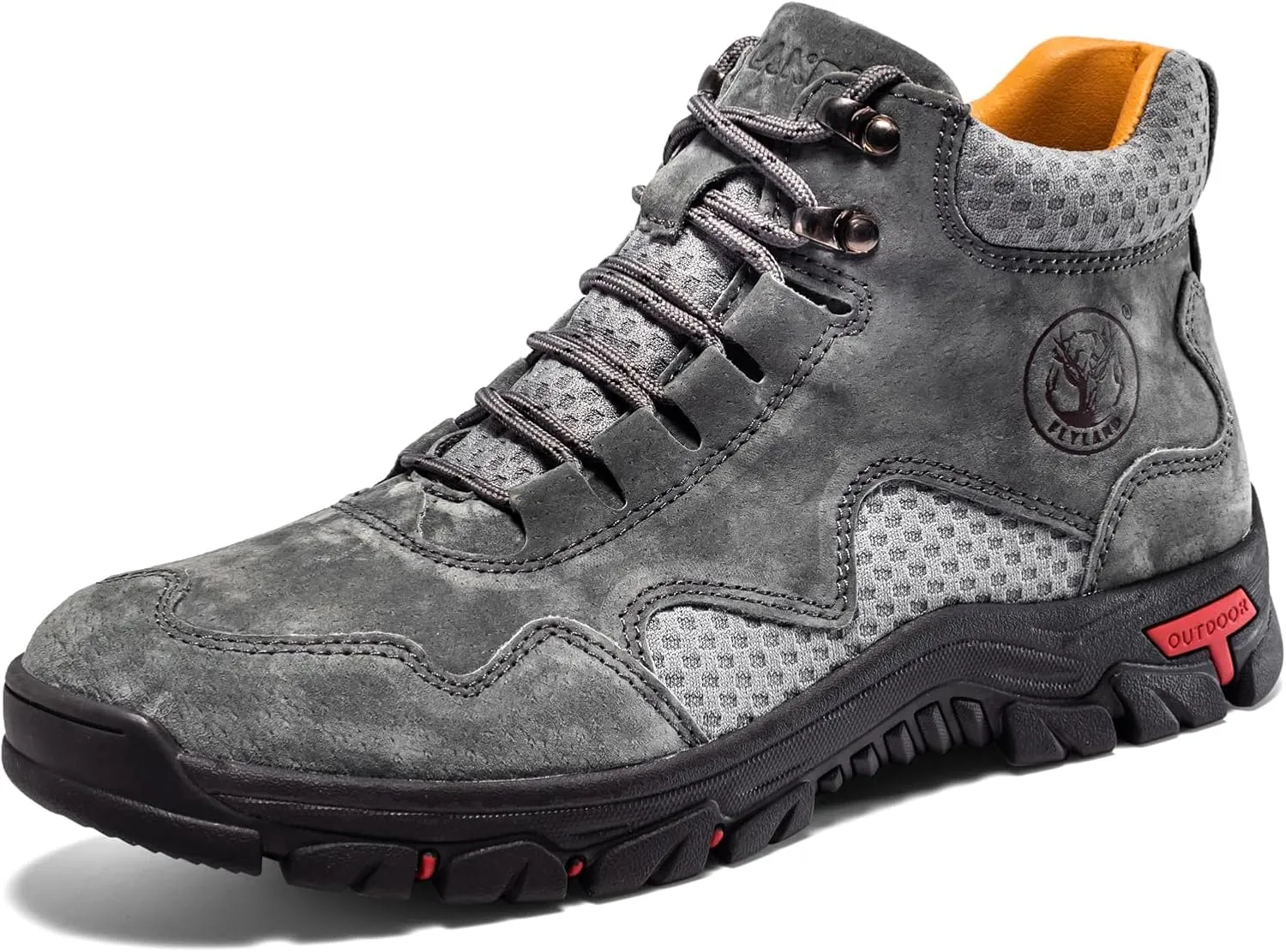 FLYLAND Men's Chukka Boots Casual Leather Shoes Ankle Shoes Non Slip Breathable Comfortable Mid Top for Driving Walking Outdoor