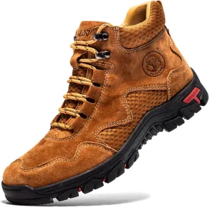 FLYLAND Men's Chukka Boots Casual Leather Shoes Ankle Shoes Non Slip Breathable Comfortable Mid Top for Driving Walking Outdoor