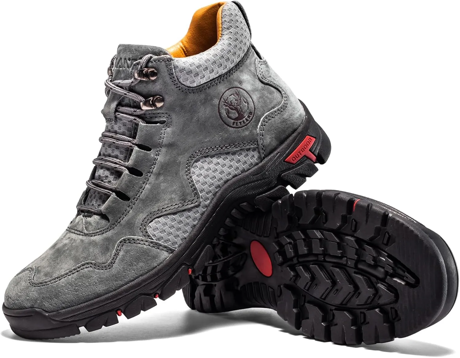 FLYLAND Men's Chukka Boots Casual Leather Shoes Ankle Shoes Non Slip Breathable Comfortable Mid Top for Driving Walking Outdoor
