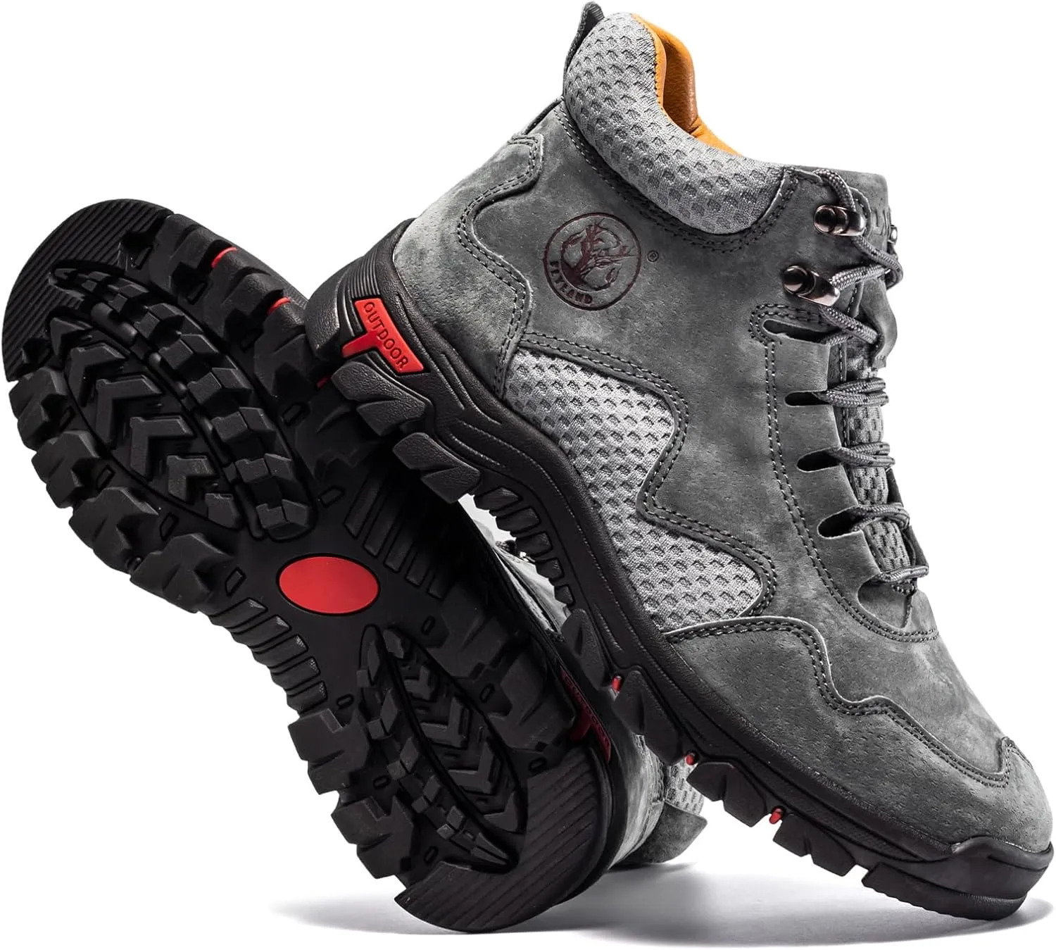 FLYLAND Men's Chukka Boots Casual Leather Shoes Ankle Shoes Non Slip Breathable Comfortable Mid Top for Driving Walking Outdoor