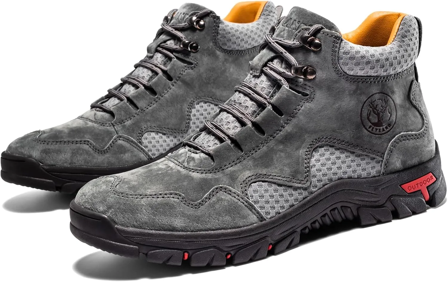 FLYLAND Men's Chukka Boots Casual Leather Shoes Ankle Shoes Non Slip Breathable Comfortable Mid Top for Driving Walking Outdoor