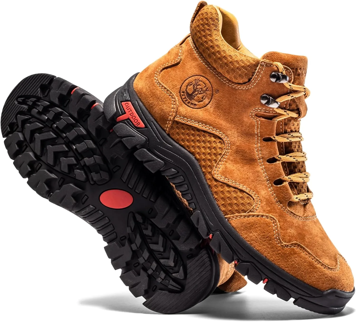 FLYLAND Men's Chukka Boots Casual Leather Shoes Ankle Shoes Non Slip Breathable Comfortable Mid Top for Driving Walking Outdoor
