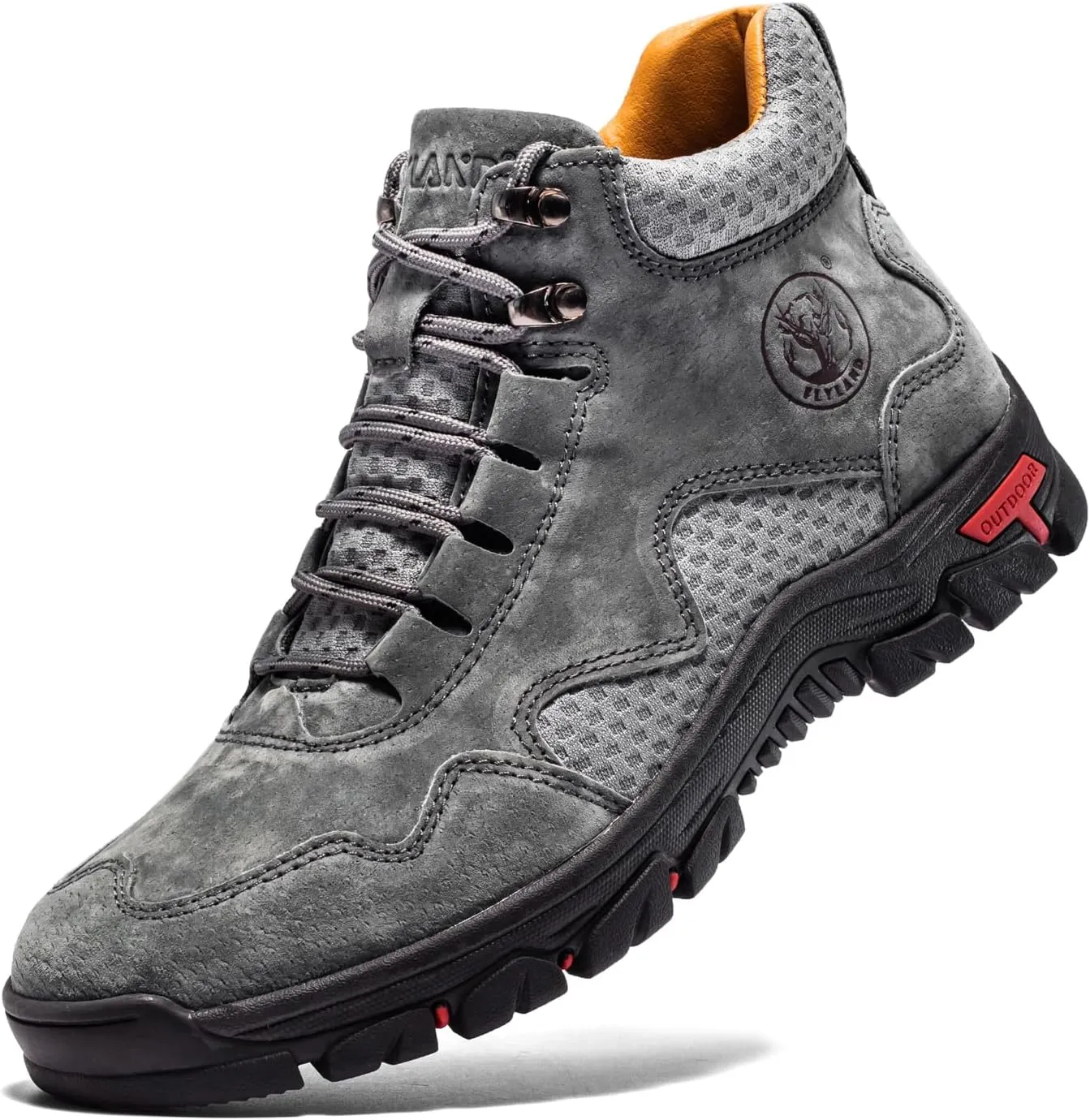 FLYLAND Men's Chukka Boots Casual Leather Shoes Ankle Shoes Non Slip Breathable Comfortable Mid Top for Driving Walking Outdoor