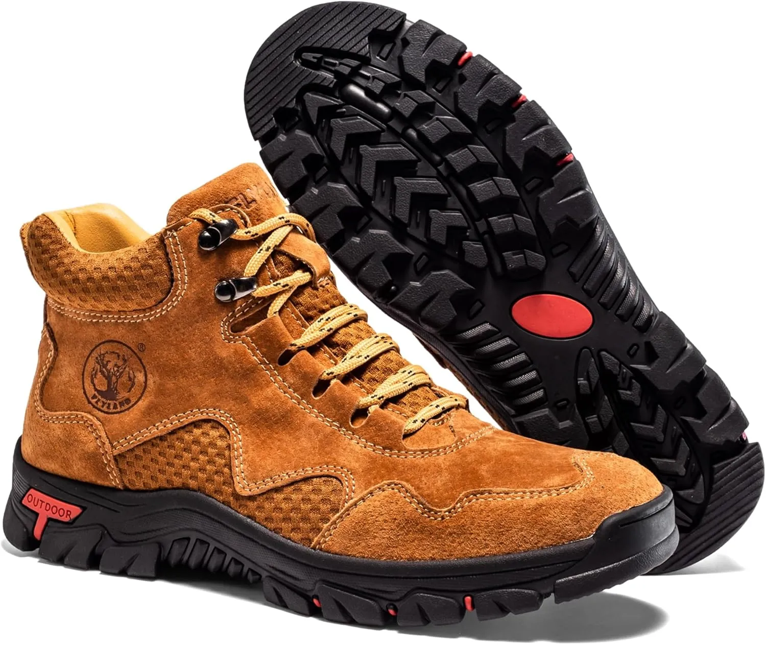 FLYLAND Men's Chukka Boots Casual Leather Shoes Ankle Shoes Non Slip Breathable Comfortable Mid Top for Driving Walking Outdoor