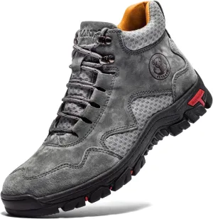 FLYLAND Men's Chukka Boots Casual Leather Shoes Ankle Shoes Non Slip Breathable Comfortable Mid Top for Driving Walking Outdoor