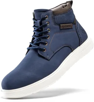 FLYLAND Men's Fashion Sneaker Chukka Boots Lace Up Leather Ankle Dress Boot Lightweight Non-Slip Walking Shoes