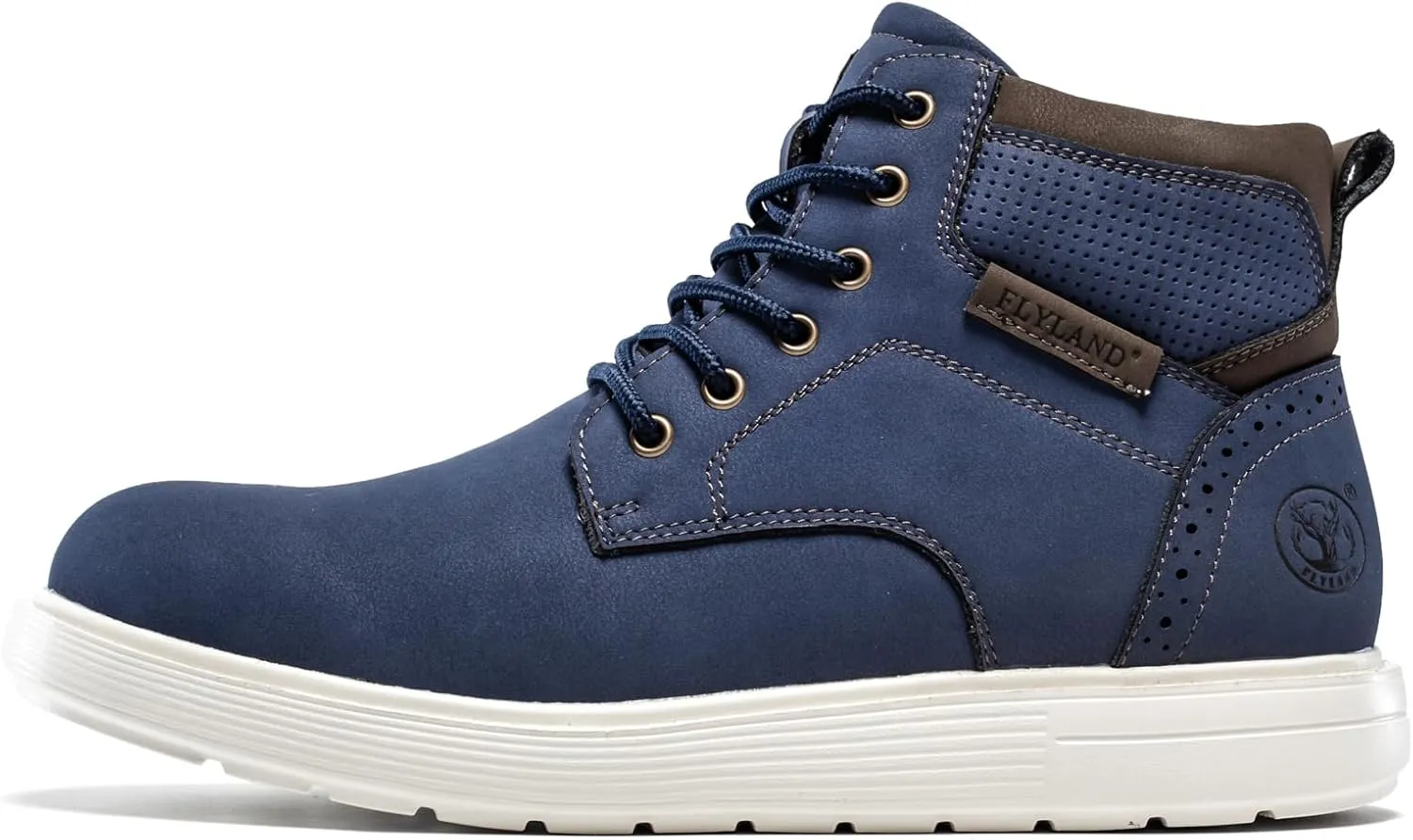 FLYLAND Men's Fashion Sneaker Chukka Boots Lace Up Leather Ankle Dress Boot Lightweight Non-Slip Walking Shoes