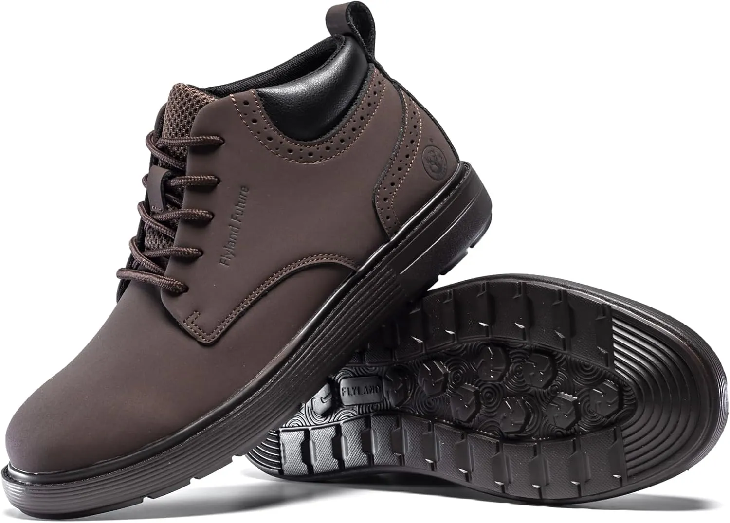 FLYLAND Men's Fashion Sneakers Chukaa Boots Leather Shoes Lace Up Lightweight Dress Boots Walking Driving Shoes