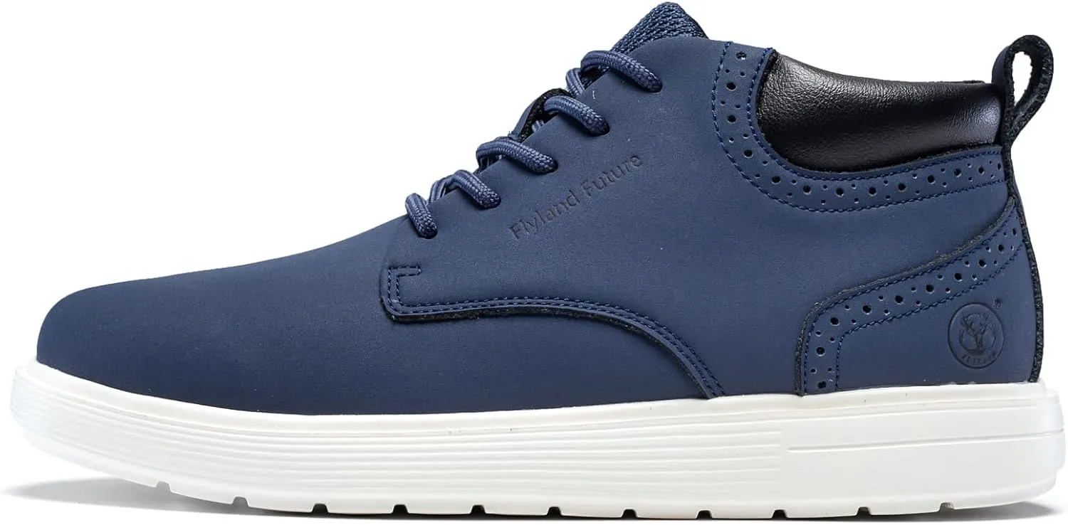 FLYLAND Men's Fashion Sneakers Chukaa Boots Leather Shoes Lace Up Lightweight Dress Boots Walking Driving Shoes