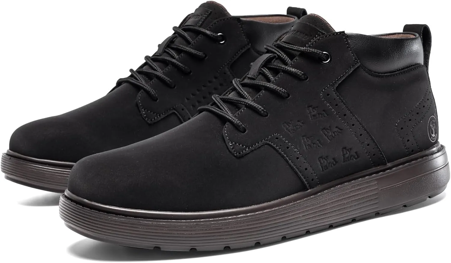 FLYLAND Men's Fashion Sneakers Chukka Boots Lace Up Leather Ankle Dress Boot Lightweight Walking Driving Shoes