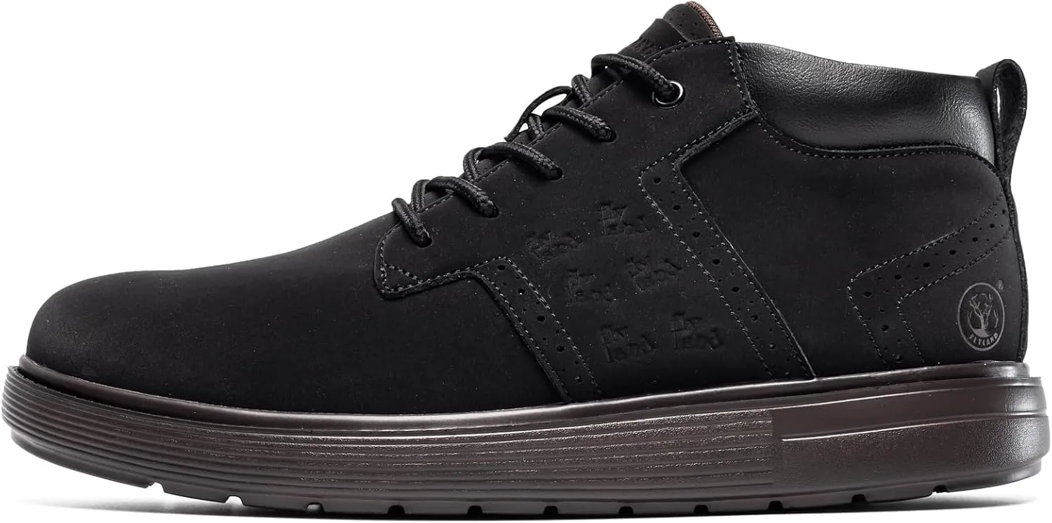 FLYLAND Men's Fashion Sneakers Chukka Boots Lace Up Leather Ankle Dress Boot Lightweight Walking Driving Shoes