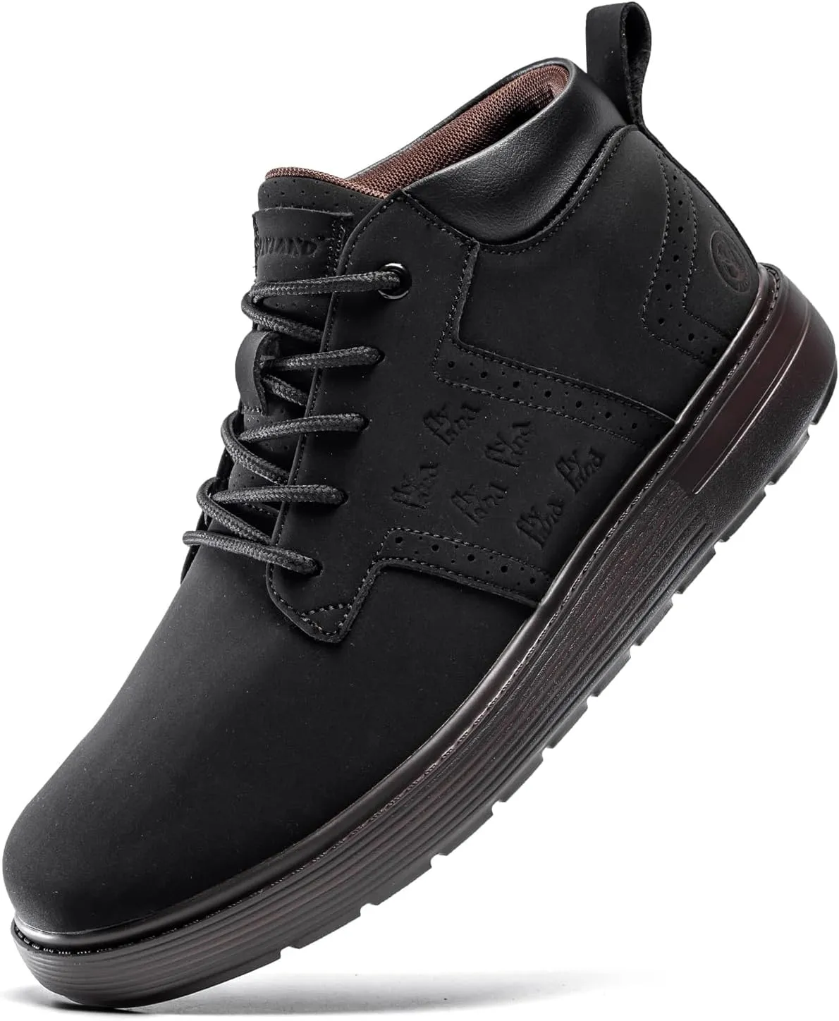 FLYLAND Men's Fashion Sneakers Chukka Boots Lace Up Leather Ankle Dress Boot Lightweight Walking Driving Shoes