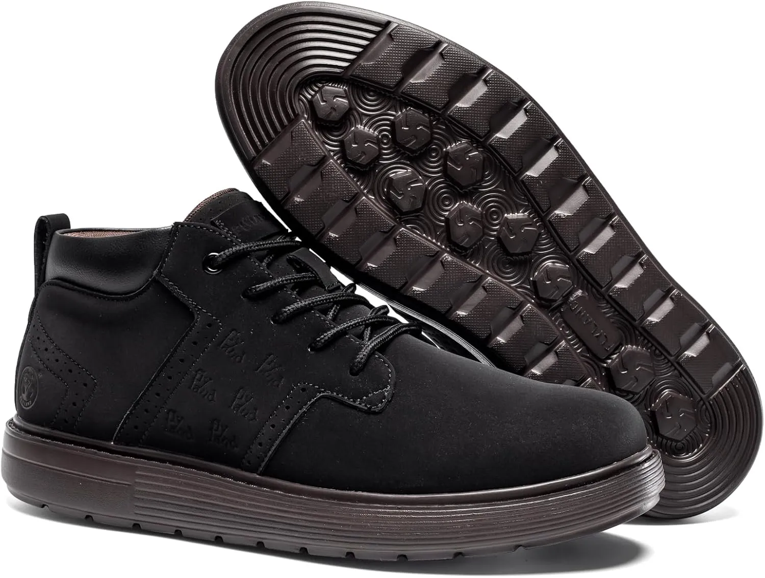 FLYLAND Men's Fashion Sneakers Chukka Boots Lace Up Leather Ankle Dress Boot Lightweight Walking Driving Shoes