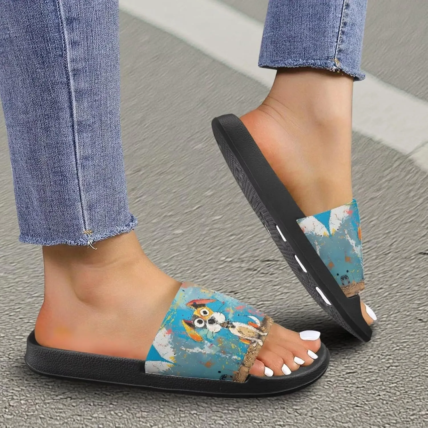 Forchrinse Corgi Slide Sandals for Men Women Cute Slippers Summer House Shoes Anti Slip Comfort Sport Athletic Sandals Lightweight