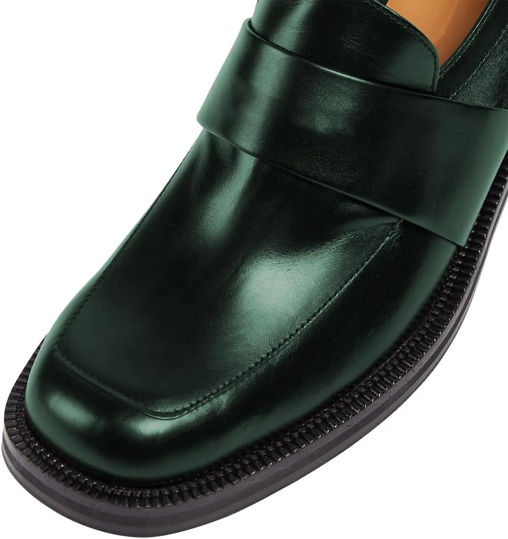 FOWT Women Platform Round Toe Penny Loafers Slip on Chunky Block Low Heel Pumps Office Busniess Formal Shoes Size 4-16 US