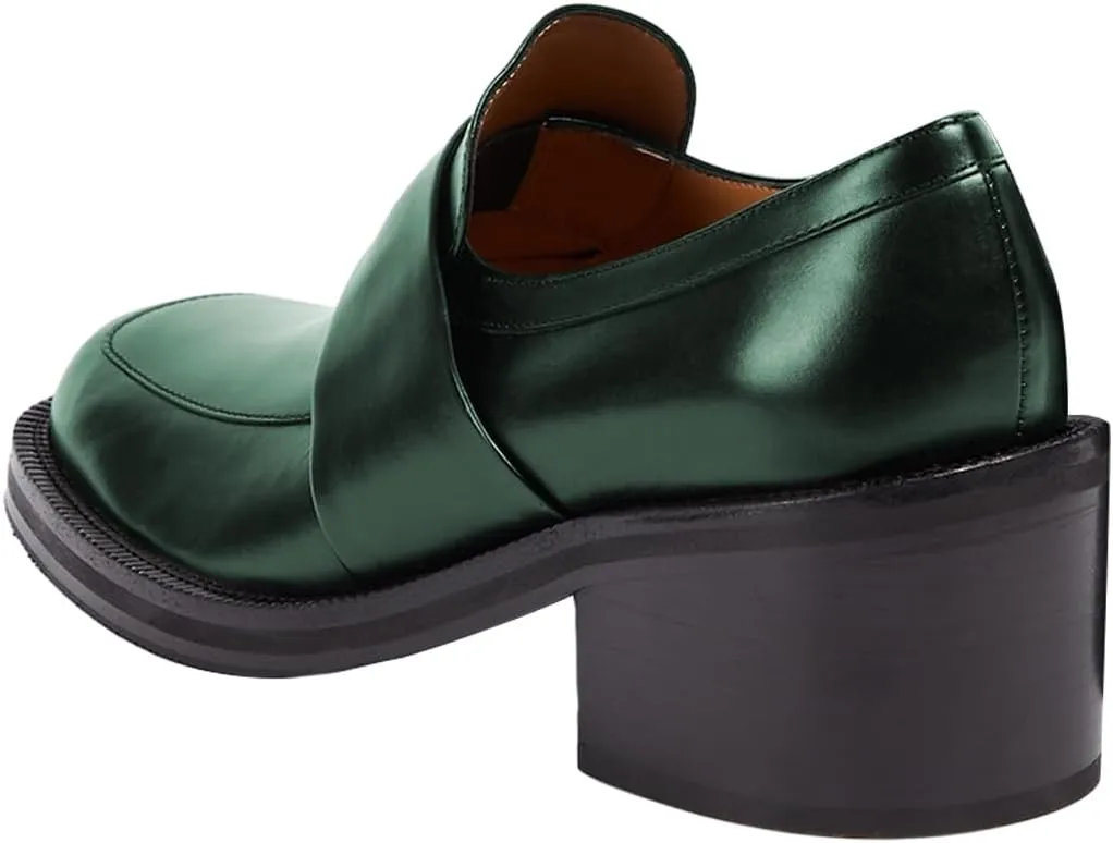 FOWT Women Platform Round Toe Penny Loafers Slip on Chunky Block Low Heel Pumps Office Busniess Formal Shoes Size 4-16 US