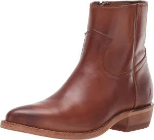 Frye Billy Inside Zip Booties for Women Crafted from Antiqued Leather with Wellington Stitchwork, Brass Hardware - 5 ¾” Shaft
