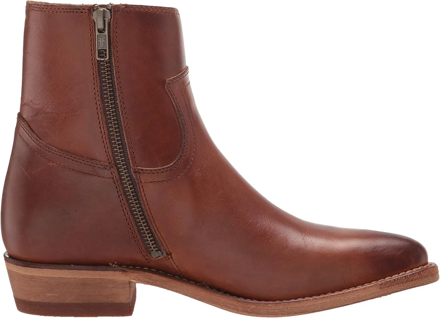 Frye Billy Inside Zip Booties for Women Crafted from Antiqued Leather with Wellington Stitchwork, Brass Hardware - 5 ¾” Shaft