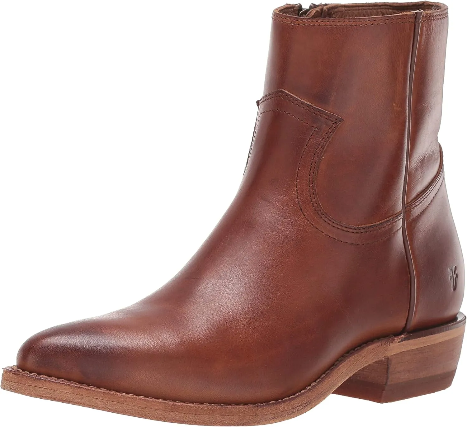 Frye Billy Inside Zip Booties for Women Crafted from Antiqued Leather with Wellington Stitchwork, Brass Hardware - 5 ¾” Shaft
