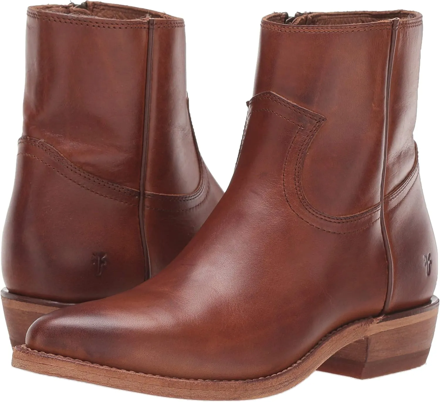 Frye Billy Inside Zip Booties for Women Crafted from Antiqued Leather with Wellington Stitchwork, Brass Hardware - 5 ¾” Shaft
