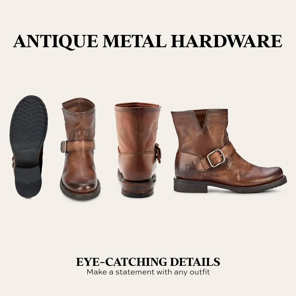 Frye Veronica Booties for Women Made from Full Grain Brush-Off Leather with Antique Metal Hardware and Waterproof, Hand-Stitched Goodyear Welt Construction