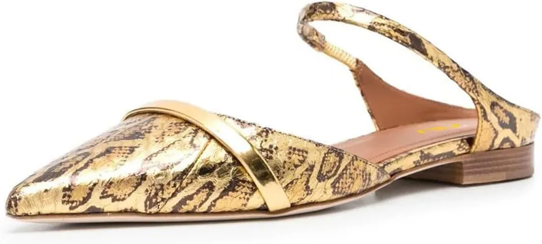 FSJ Women Closed Pointed Toe Flat Sandals with Strap Backless Slip On Cute Slides Ladies Casual Mules Comfortable Low heel Shoes Size 4-16 US