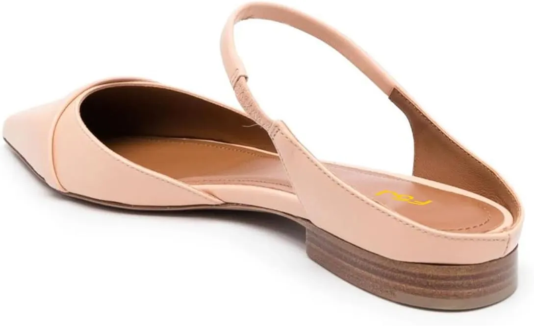 FSJ Women Closed Pointed Toe Flat Sandals with Strap Backless Slip On Cute Slides Ladies Casual Mules Comfortable Low heel Shoes Size 4-16 US